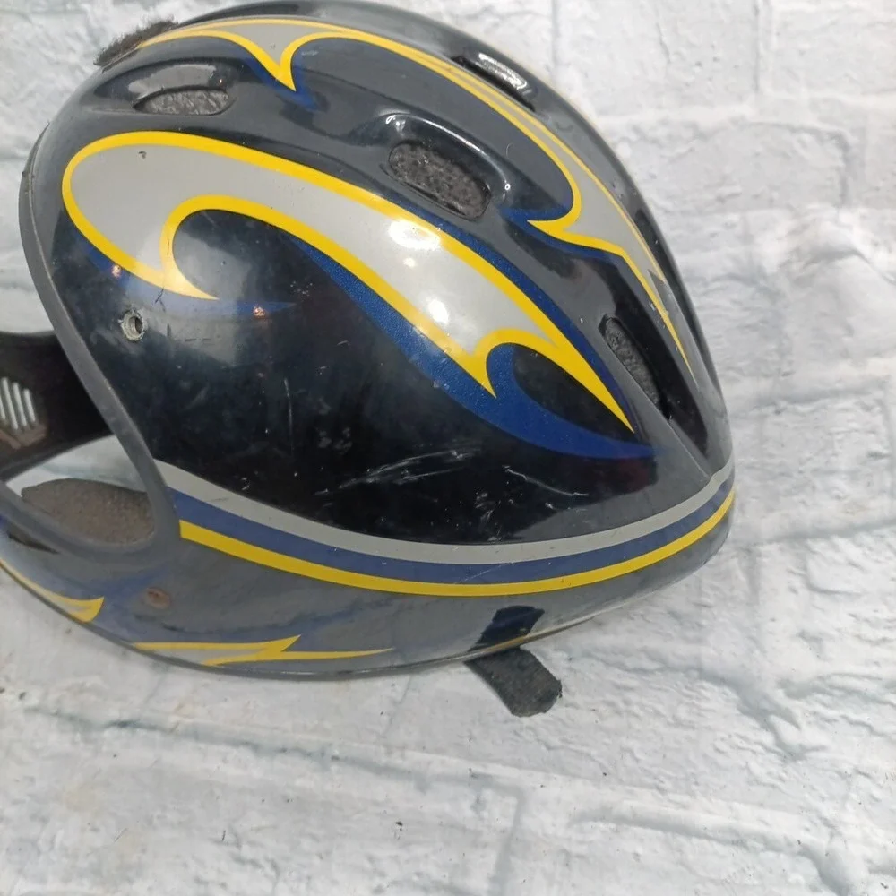 Vintage BMX 2001 Helmet Bell Sports Small/Med S / M  Flames Black / Blue Gold